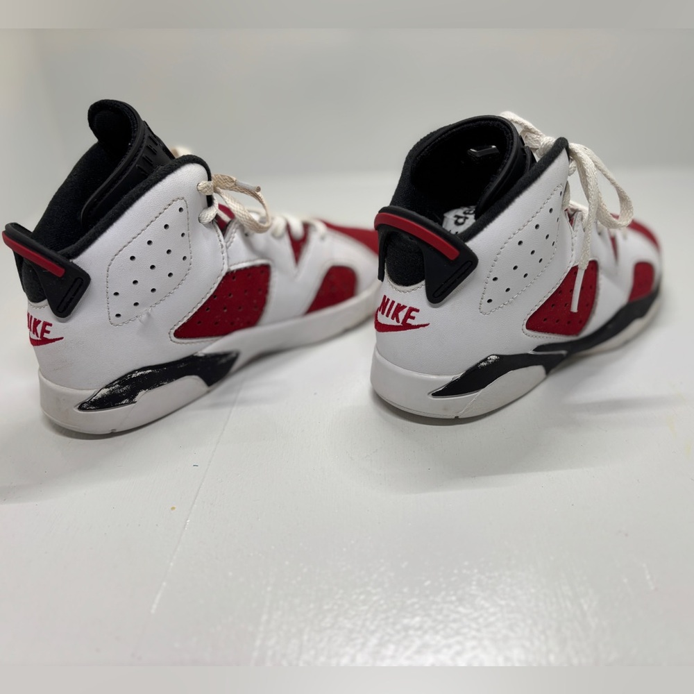 Kids Nike Air Jordan 6 Retro Carmine 13C Red White Black Youth Sneakers - Picture 6 of 11